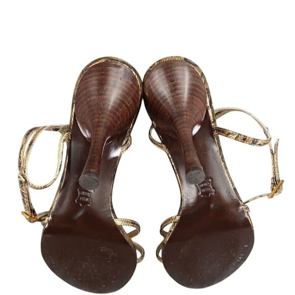 Via Spiga Shoes Womens 7 Pumps Strappy Heels Lace Print Leather Formal Going Out - Picture 13 of 15